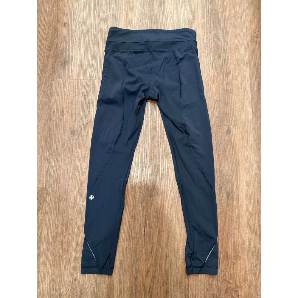 Lululemon Tight Stuff Tight Navy Blue Mesh Panel Running Leggings Size 4